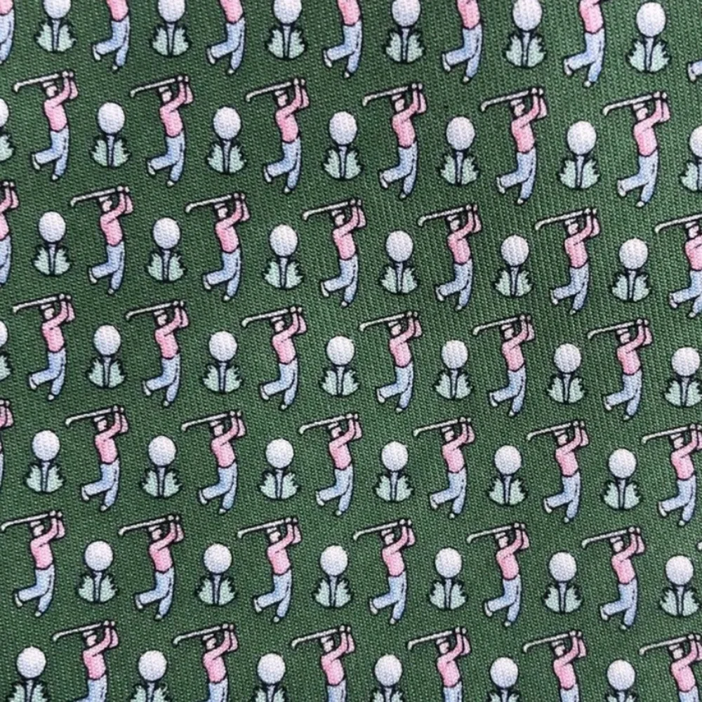 Vineyard Vines Golfer Tie Dress Green Pink Blue White Mens Golf Golfing Necktie